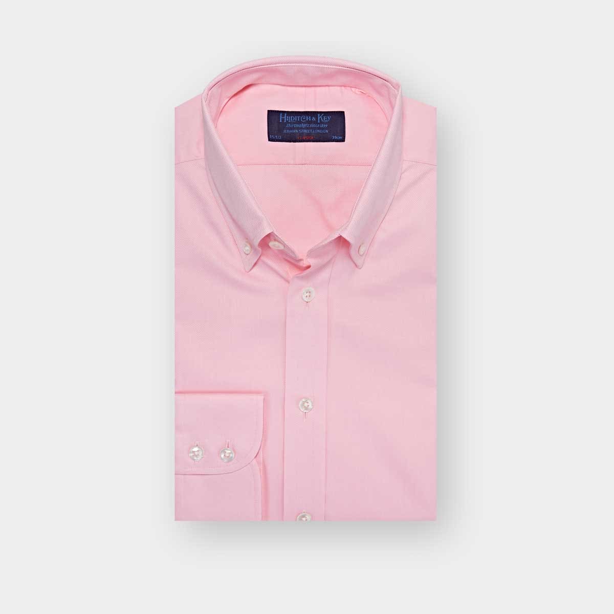 Pink Oxford Cotton Shirt with Button Down Collar Hilditch Key