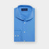 Contemporary Fit Plain Deep Blue Cotton Poplin Shirt with Cut-away Collar & Two Button Cuff