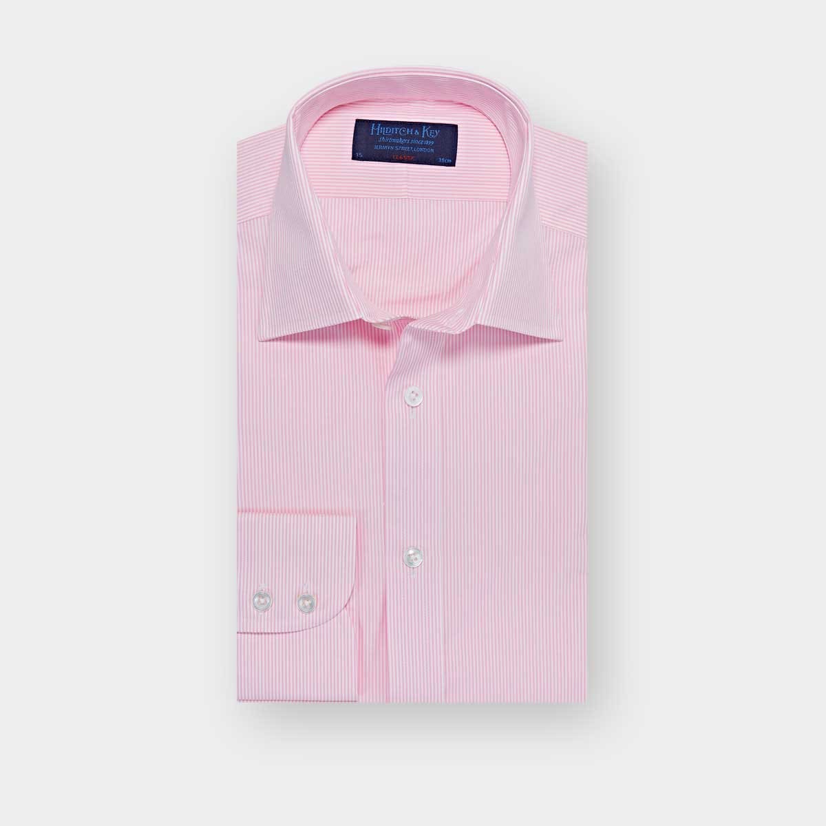 Pink Bengal Stripe Cotton Shirt with Classic Collar Two Button
