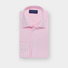 Classic Fit Pink Fine Bengal Stripe Cotton Poplin Shirt with Classic Collar & Two Button Cuff