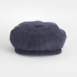 Blue With Wine POW Check Wool & Cashmere Gatsby Cap