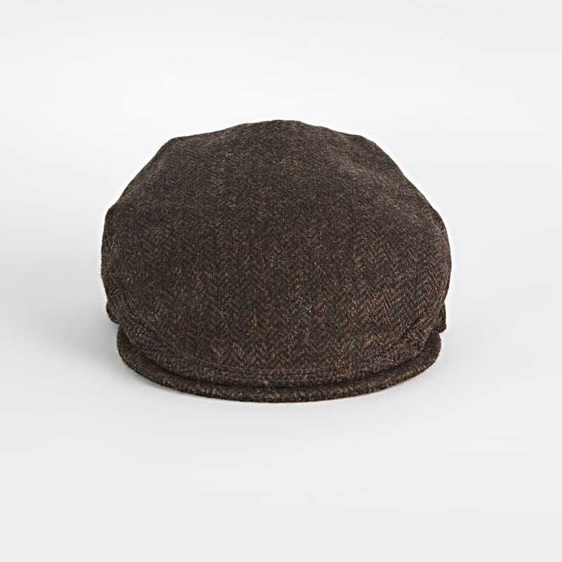 Chocolate Brown Wool Herringbone Flat Cap Bates Hats