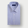 Classic Fit Blue Fine Bengal Stripe Cotton Shirt with Classic Collar & Double Cuff