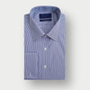 Classic Fit Navy Fine Bengal Sea Island Quality Cotton Shirt with Classic Collar & Double Cuff
