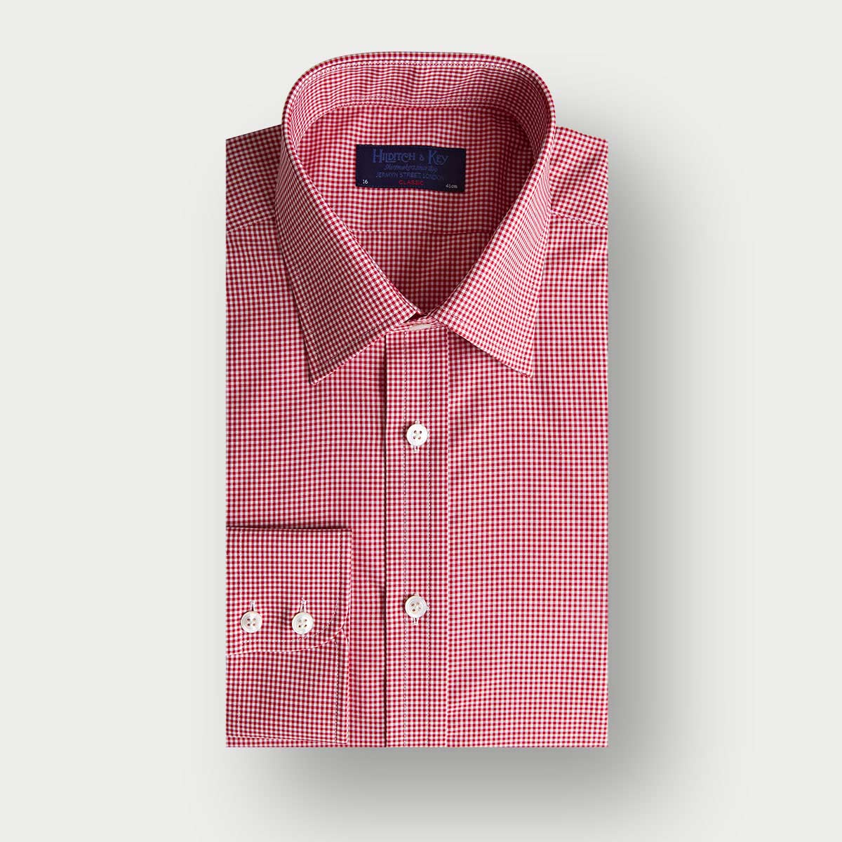 Classic Fit Red Small Gingham Check Cotton Shirt | Hilditch & Key Classic Fit Red Small Gingham Check Cotton Shirt | Hilditch & Key