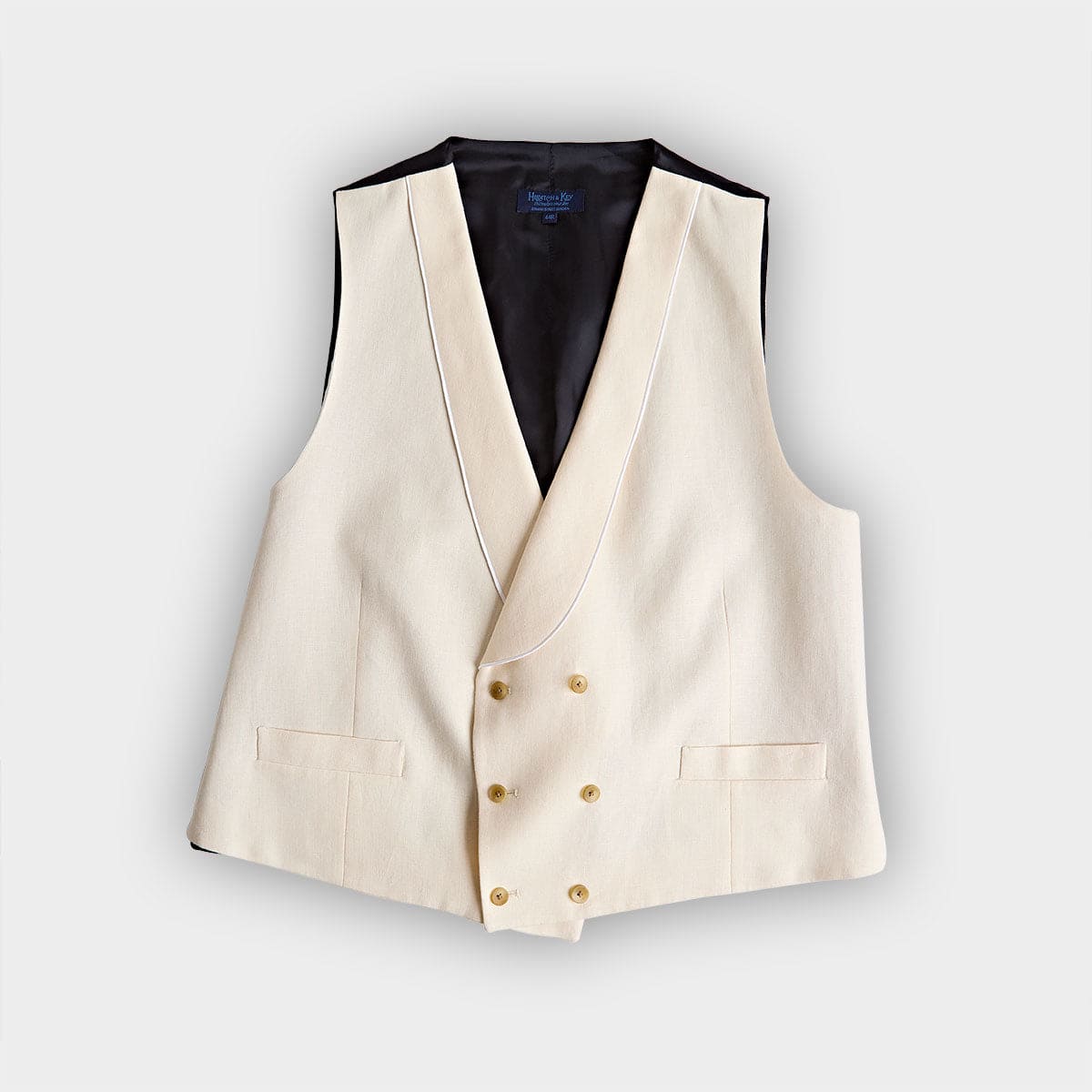 Double Breasted Cream Linen Waistcoat Hilditch Key