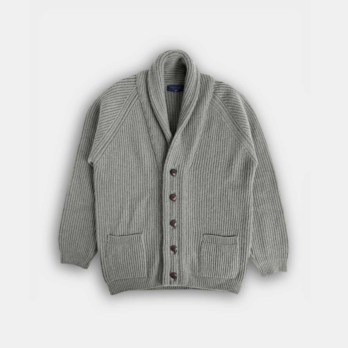Grey Shawl Collar Cashmere Cardigan Hilditch Key