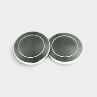 Longmire Sterling Silver Double Circle Black Cufflinks