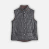 Marine Blue Leather Button - Up Gilet