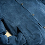 Blue Real Leather Suede Deck Bomber Jacket