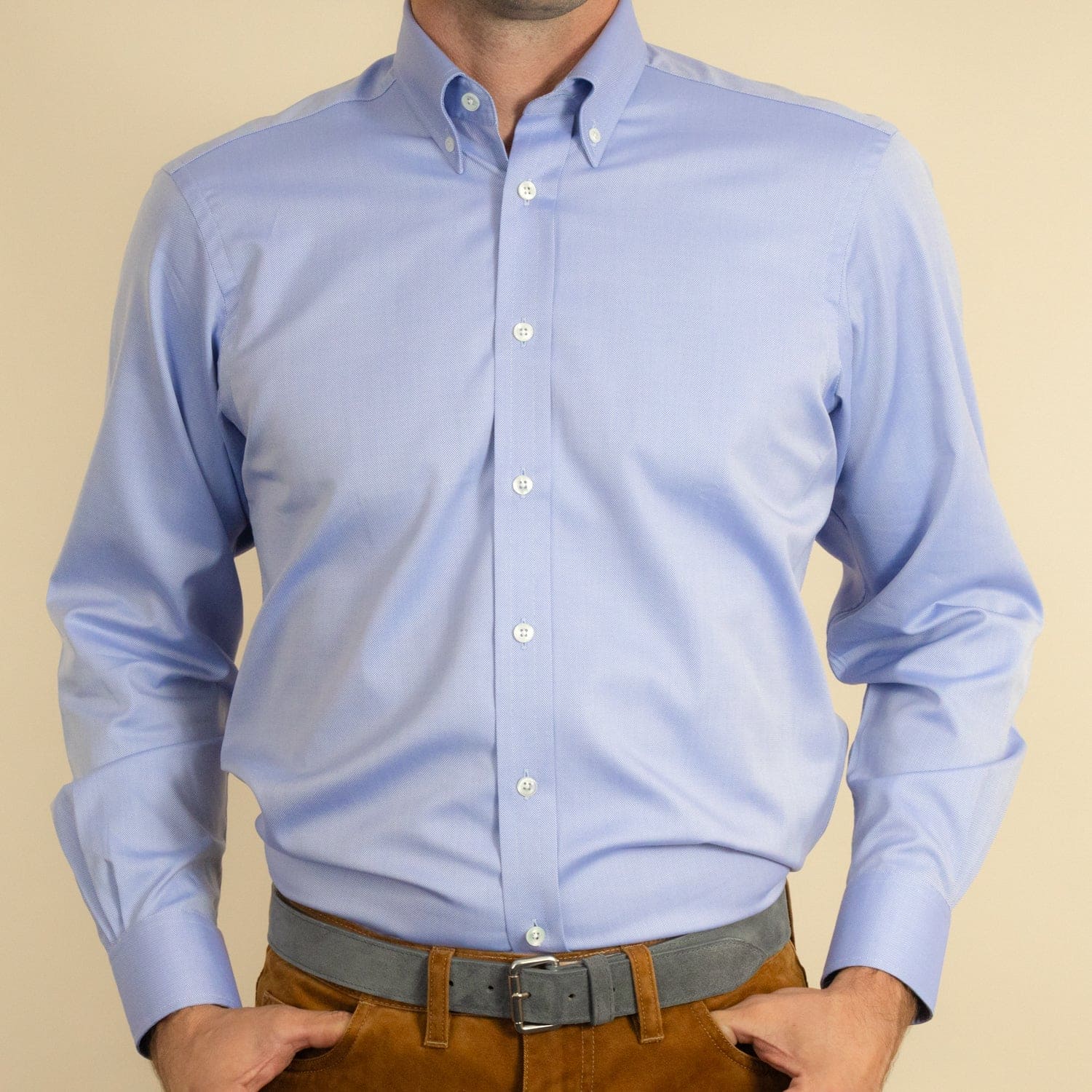 Blue button down collar shirt on sale