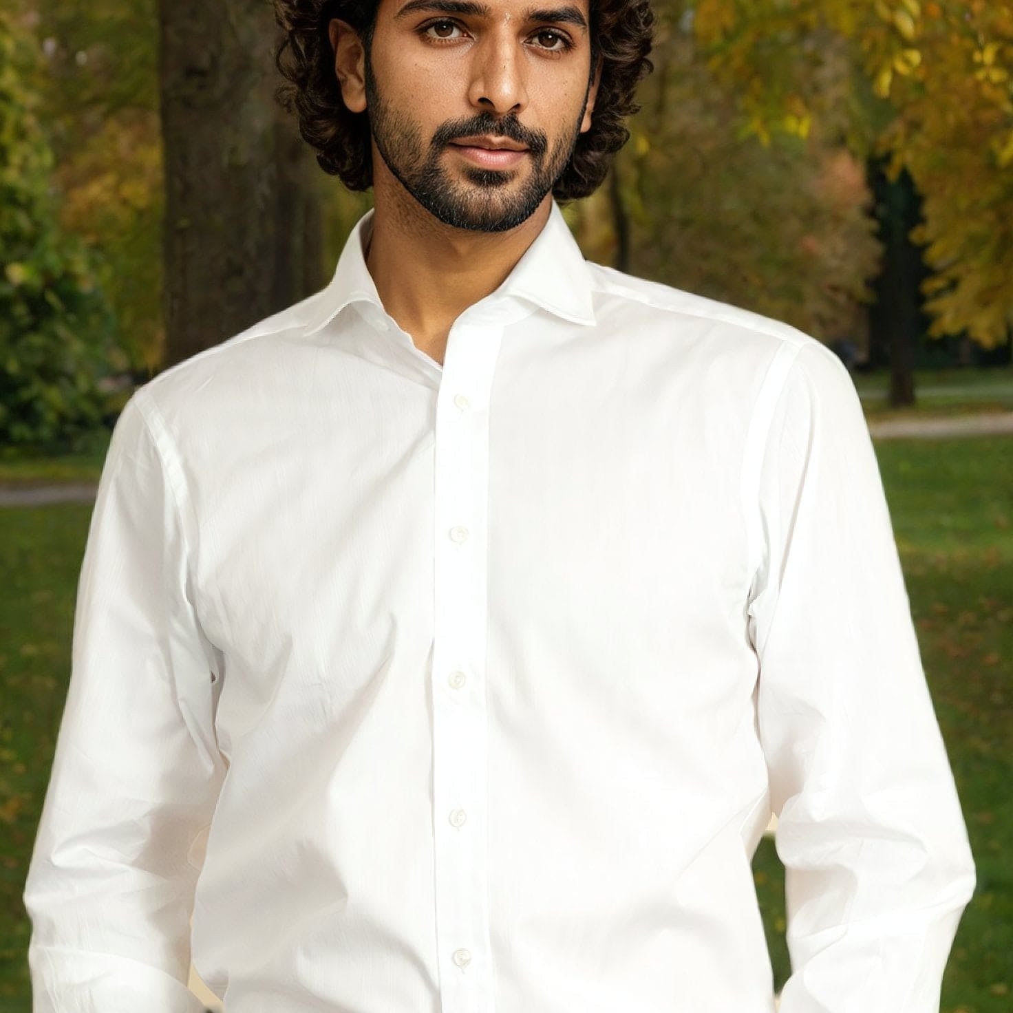 Classic Fit, Cut-away Collar, Double Cuff Shirt in a Multi Satin Stripe White-On-White Cotton