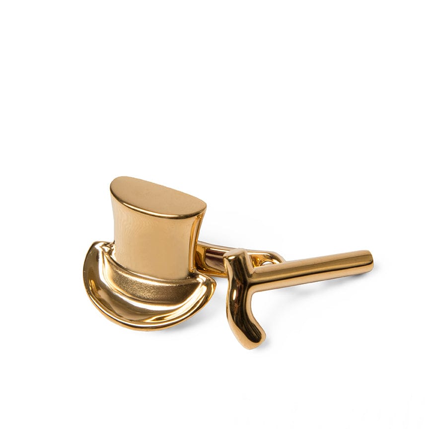 Gold Plated Top Hat & Cane Cufflinks