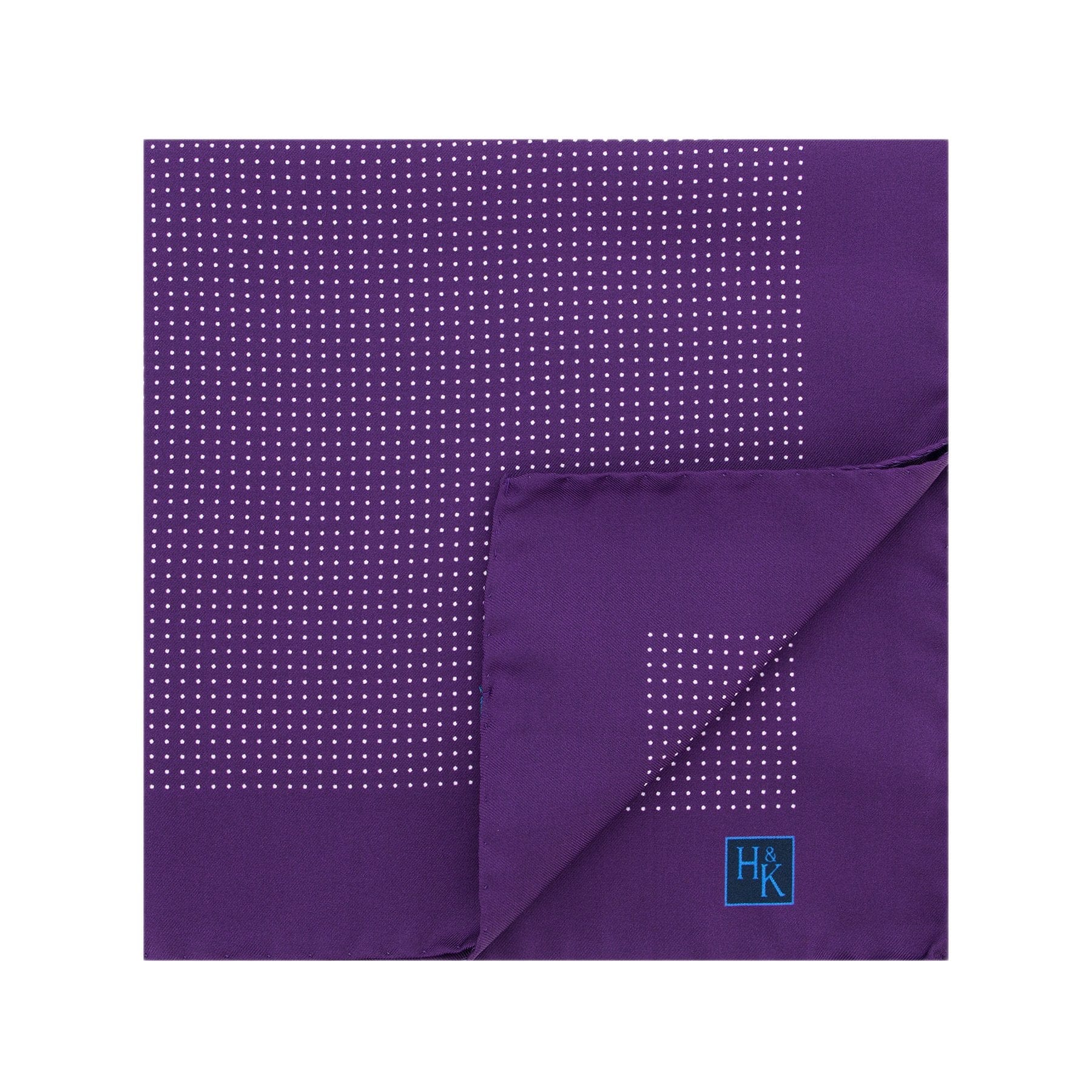 Purple Silk Handkerchief with White Pin Spots