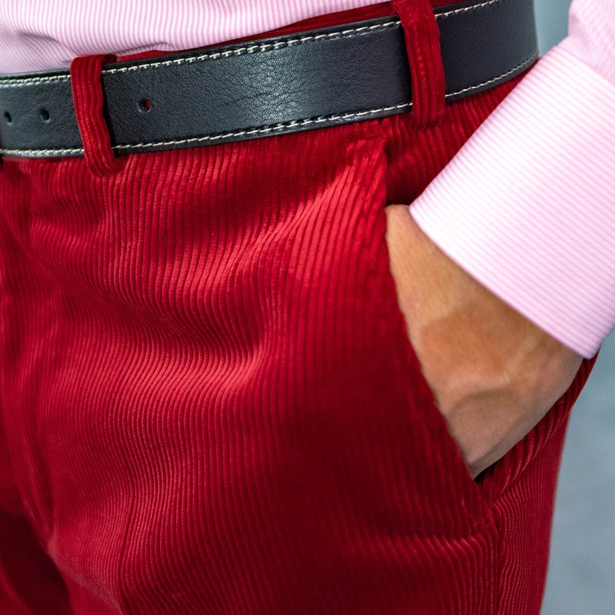 Red Cotton Corduroy Trousers