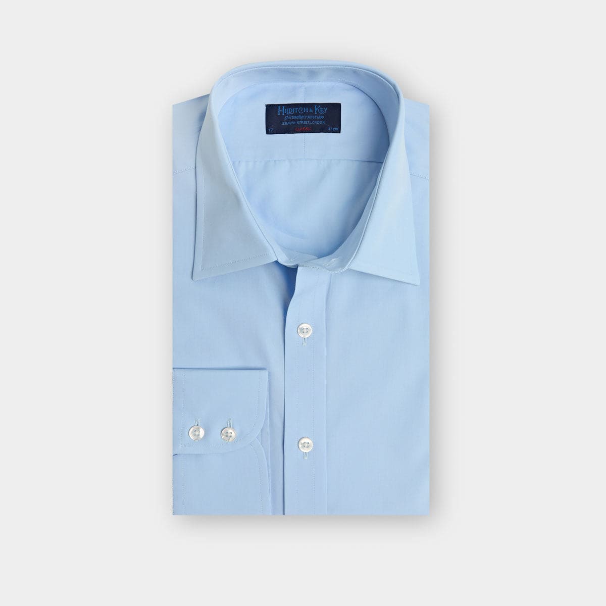 Classic Fit Plain Ice Cotton Poplin Shirt Classic Collar & Two Button Cuff