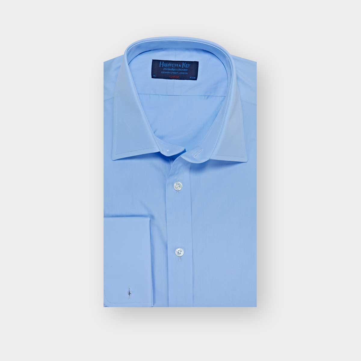 Classic Fit Plain Sea Island Quality Cotton Poplin Shirt Classic Collar & Double Cuff