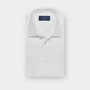 Classic Fit Plain White Herringbone Cotton Shirt with Classic Collar & Double Cuff