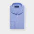 Classic Fit Plain Blue End-on-End Cotton Poplin Shirt with Cut-away Collar & Two Button Cuff