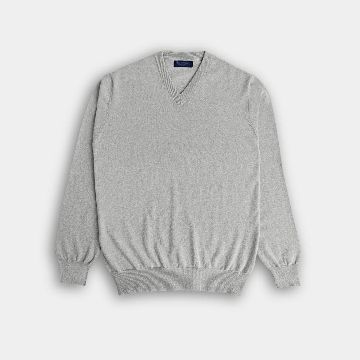 Light Grey V Neck Cashmere Sweater