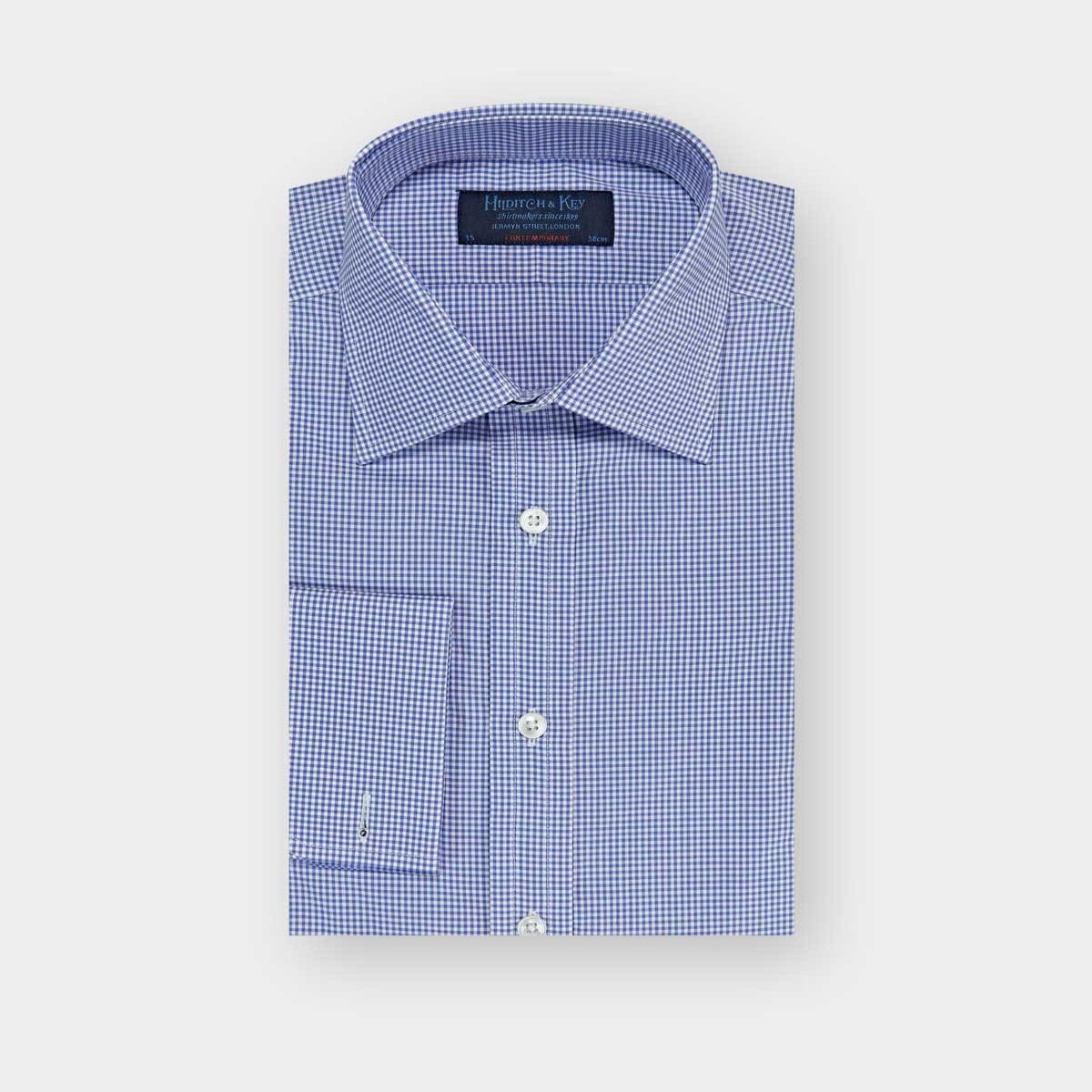 Contemporary Fit Fine Check Cotton Poplin Shirt Classic Collar & Double Cuff