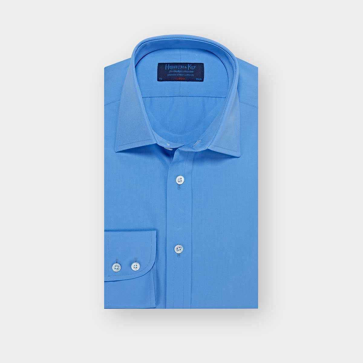 Classic Fit Plain Deep Cotton Poplin Shirt Classic Collar & Two Button Cuff