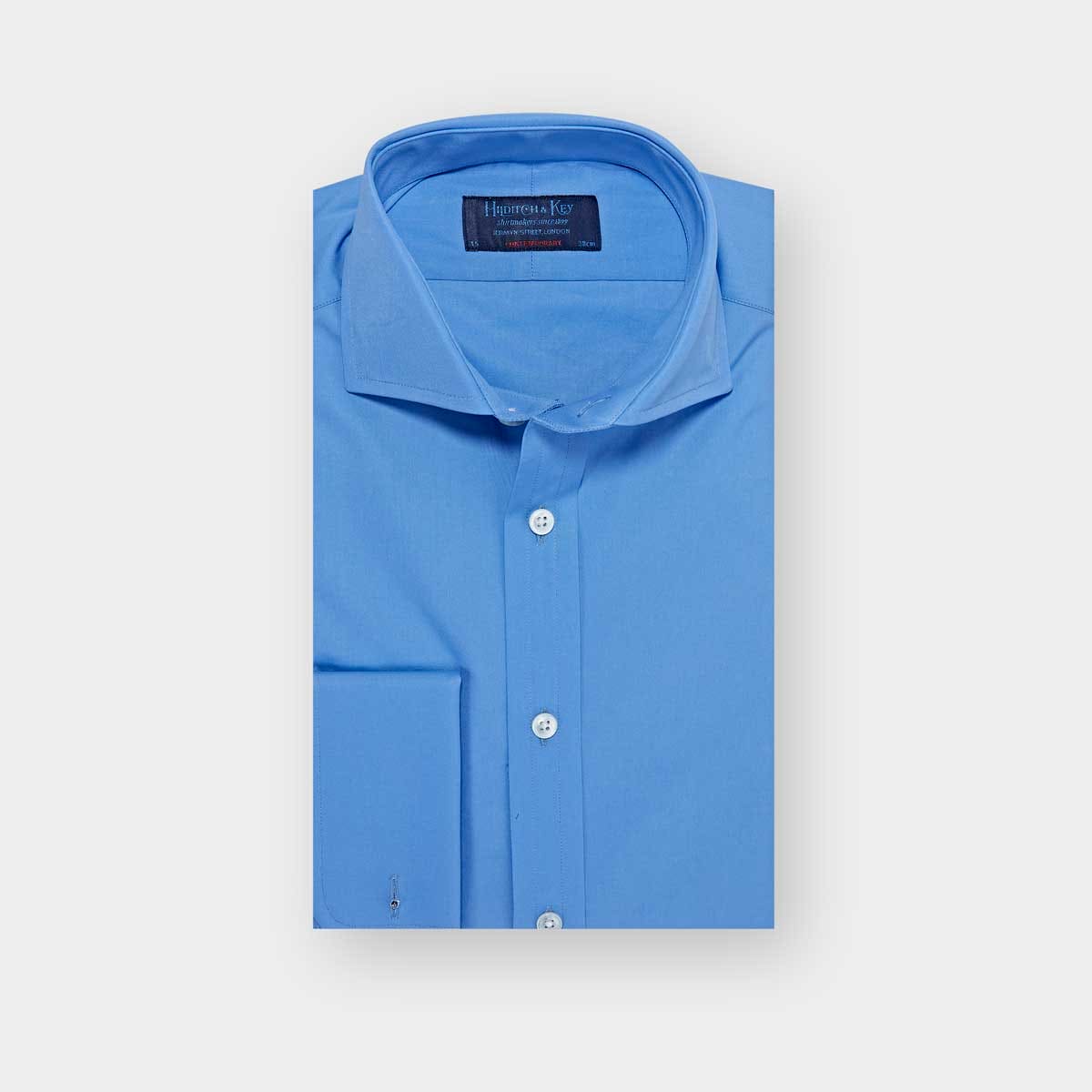 Contemporary Fit Plain Cotton Poplin Shirt Cut away Collar & Double Cuff