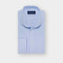 Classic Fit Sky Blue Hairline Stripe Cotton Poplin Shirt with Cut-away Collar & Double Cuff