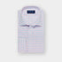 Contemporary Fit Blue & Pink Overcheck Cotton Shirt with Classic Collar & Double Cuff