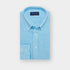 Contemporary Fit Plain Turquoise Linen Shirt with Button Down Collar & Two Button Cuff
