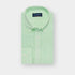 Contemporary Fit Plain Green Linen Shirt with Button Down Collar & Two Button Cuff