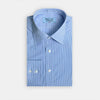 Classic Fit Light Blue Gingham Check Cotton Poplin Shirt with Classic Collar & Two Button Cuff