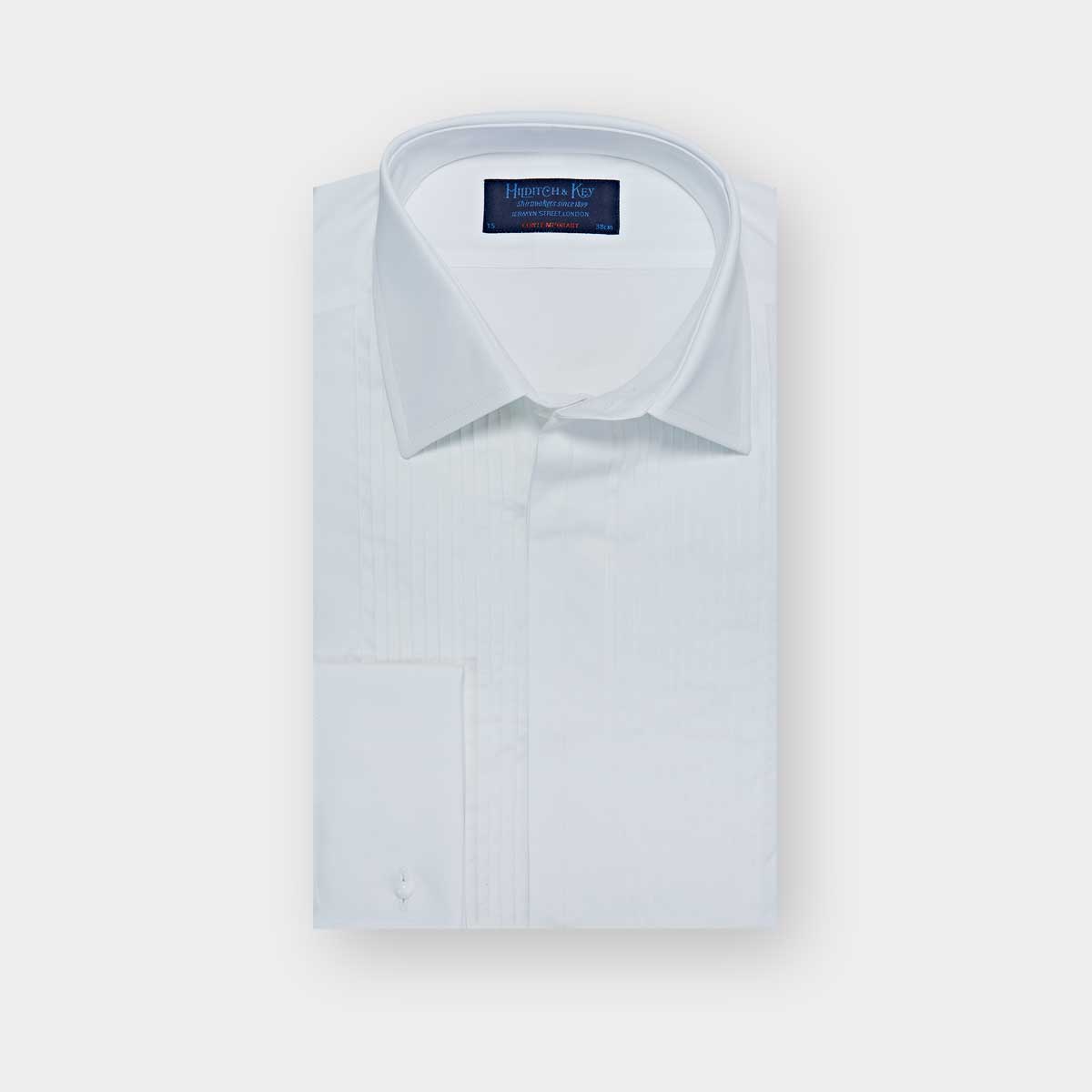 Contemporary Fit Narrow Pleat Cotton Poplin Dress Shirt Classic Collar & Double Cuff