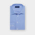 Contemporary Fit Blue Bengal Stripe Cotton Shirt with Classic Collar & Two Button Cuff