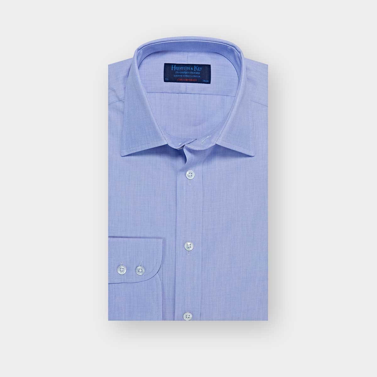 Contemporary Fit End on End Cotton Shirt Classic Collar & Two Button Cuff