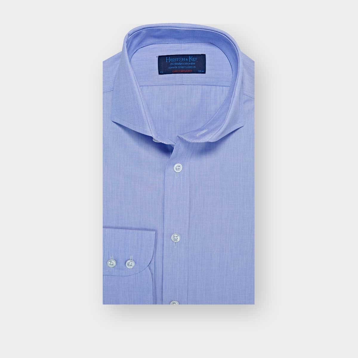 Contemporary Fit End on End Cotton Shirt Cut away Collar & Two Button Cuff