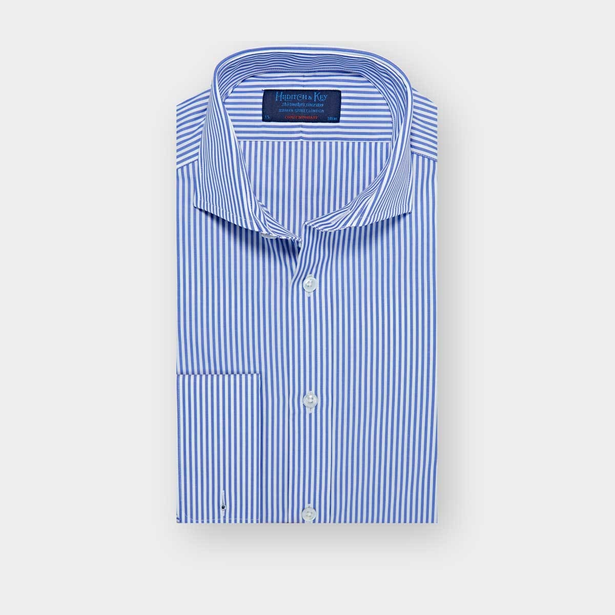 Contemporary Fit Bengal Stripe Cotton Poplin Shirt Cut away Collar & Double Cuff