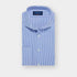 Contemporary Fit Blue Bengal Stripe Cotton Poplin Shirt with Cut-away Collar & Double Cuff