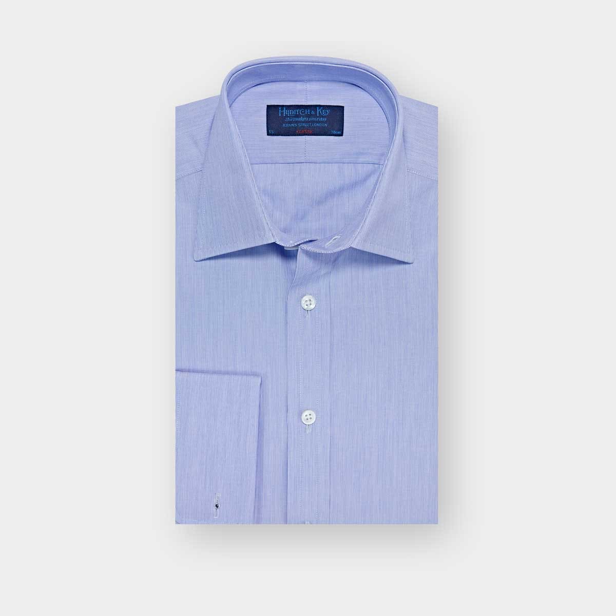 Classic Fit Hairline Stripe Cotton Poplin Shirt Classic Collar & Double Cuff