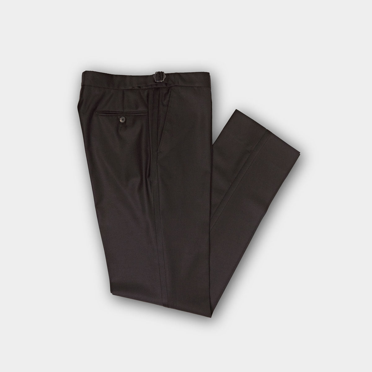 Plain Wool Evening Trousers Satin Stripe