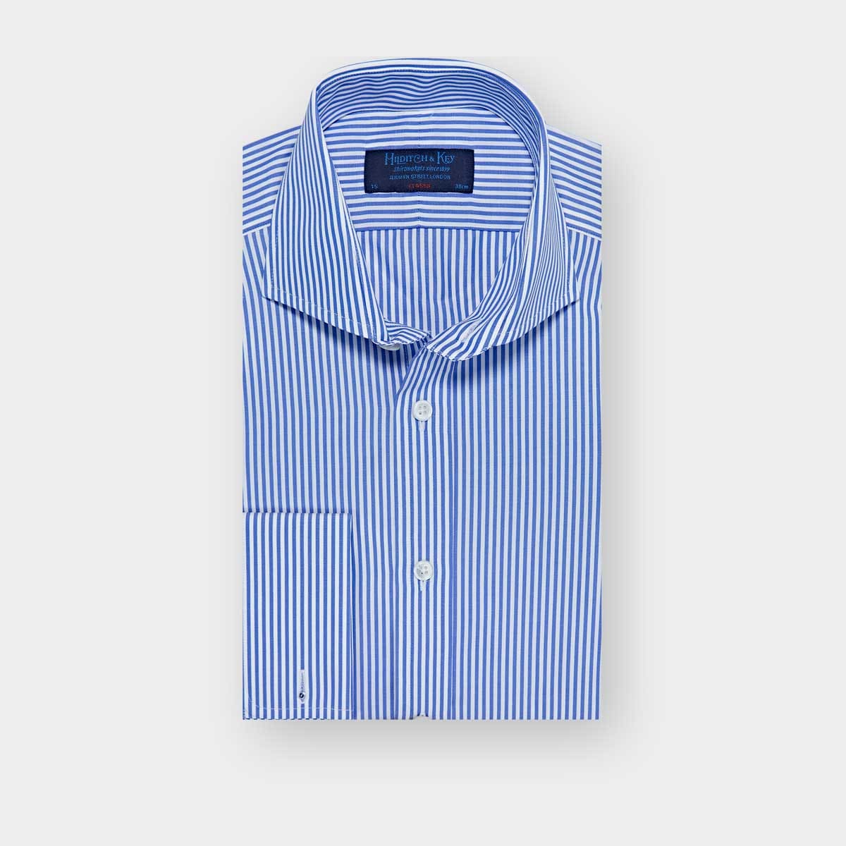 Classic Fit Bengal Stripe Cotton Poplin Shirt Cut away Collar & Double Cuff
