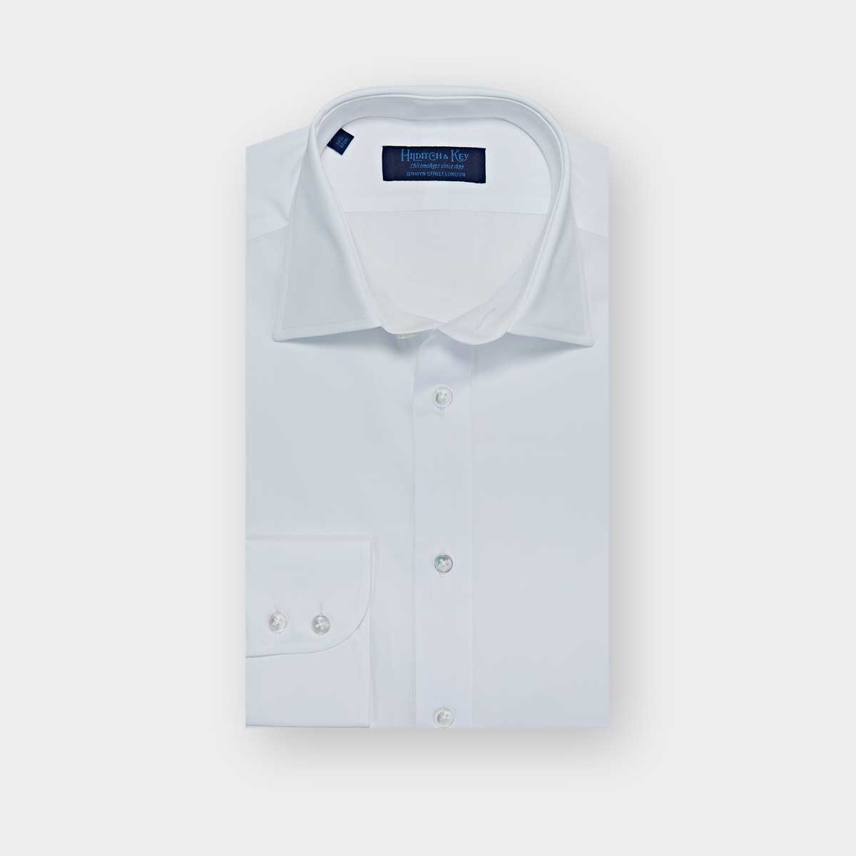 Contemporary Fit Plain Cotton Poplin Shirt Classic Collar & Two Button Cuff
