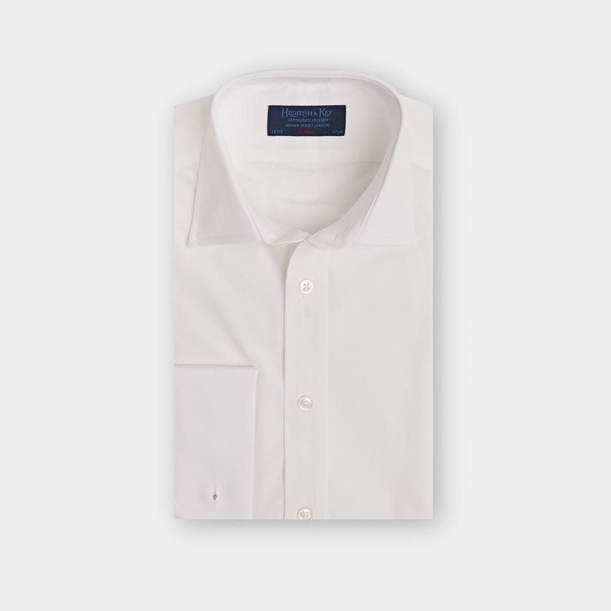 Classic Fit Plain Cotton Poplin Shirt Classic Collar & Double Cuff