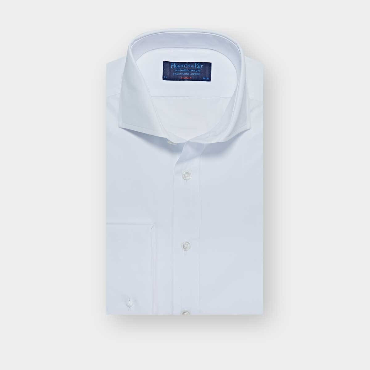 Classic Fit Plain Cotton Poplin Shirt Cut away Collar & Double Cuff