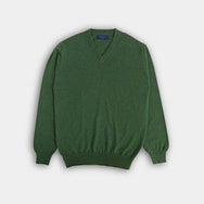 Green V-Neck Cashmere Sweater