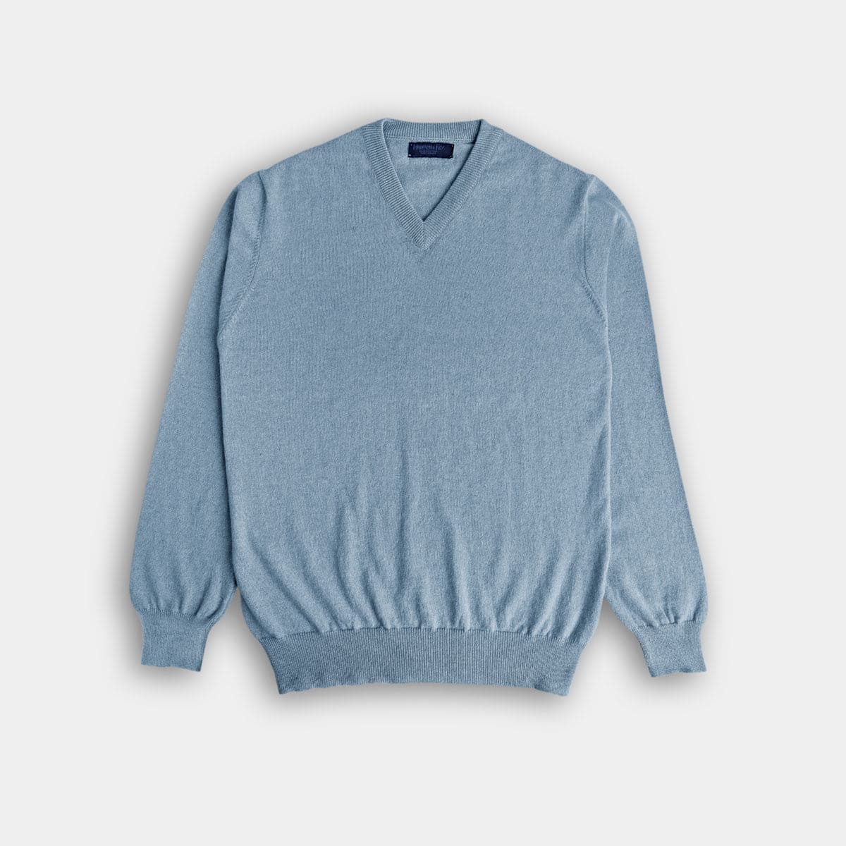 Light Blue V Neck Cashmere Sweater