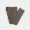 Beige & Brown Houndstooth Wool & Cashmere Blend Trousers