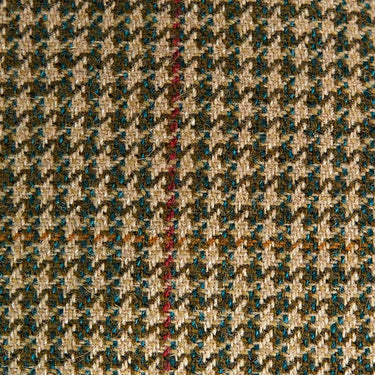 Beige & Green Houndstooth Check Wool Flat Cap