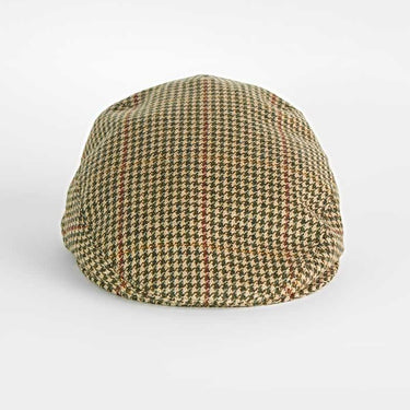 Beige Houndstooth Check Wool Flat Cap Bates Hatters of London