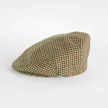 Beige Houndstooth Check Wool Flat Cap Bates Hatters of London